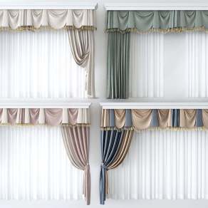 简欧窗帘3D模型下载